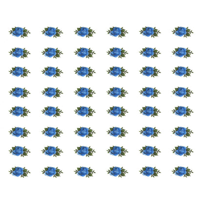Rose Blue Flower Tiny Bud 50 pcs 0.75 Inch Overglaze Waterslide Ceramic Decals