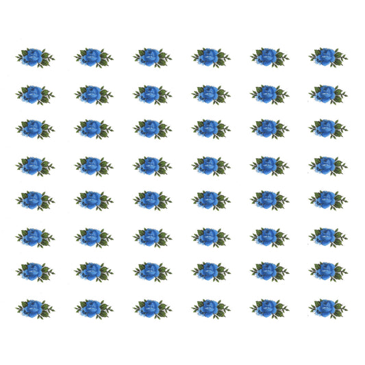 Rose Blue Flower Tiny Bud 50 pcs 0.75 Inch Overglaze Waterslide Ceramic Decals