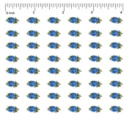 Rose Blue Flower Tiny Bud 50 pcs 0.75 Inch Overglaze Waterslide Ceramic Decals