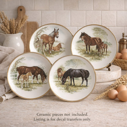 Horse Colt 4 pc Set Overglaze Waterslide Ceramic Decals