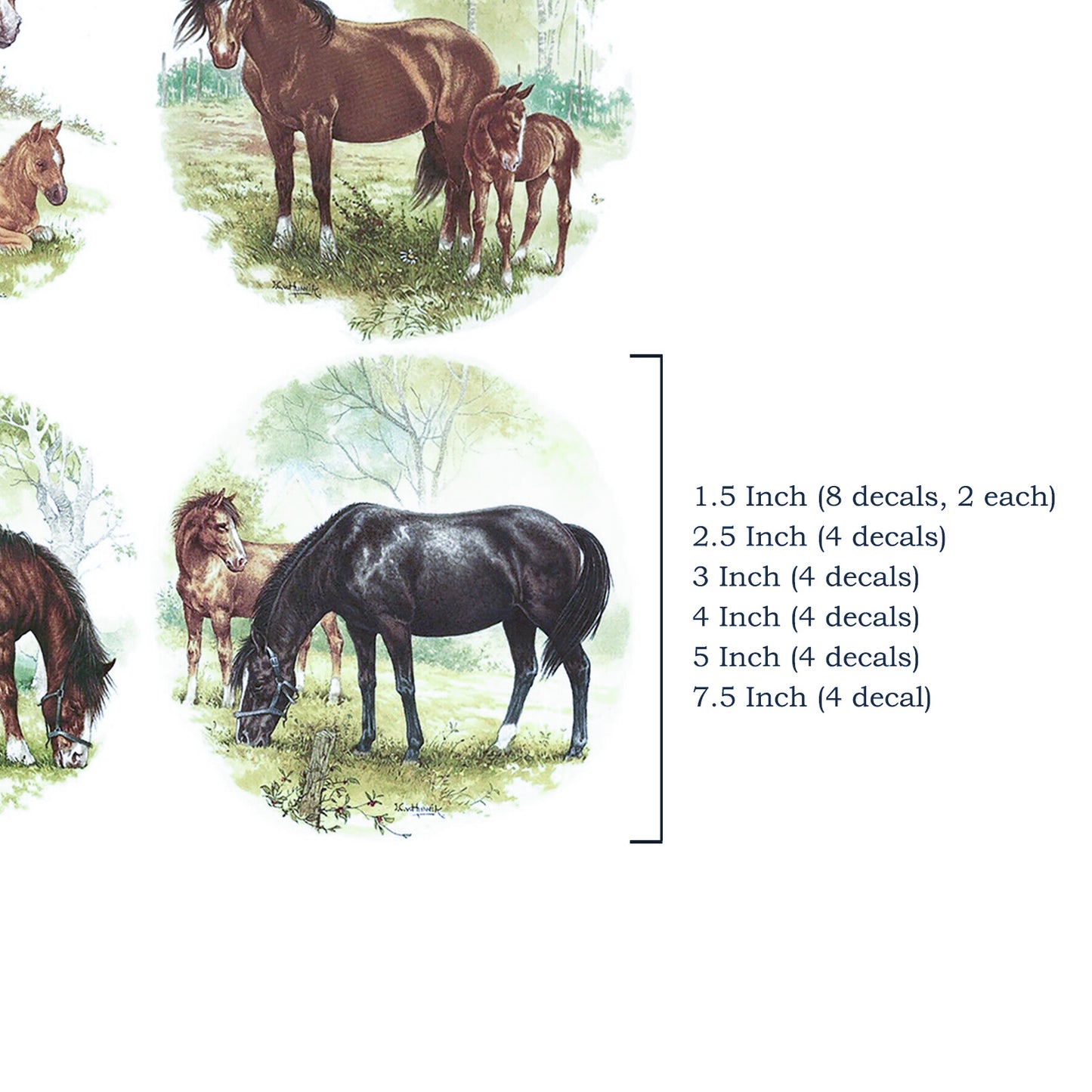 Horse Colt 4 pc Set Overglaze Waterslide Ceramic Decals