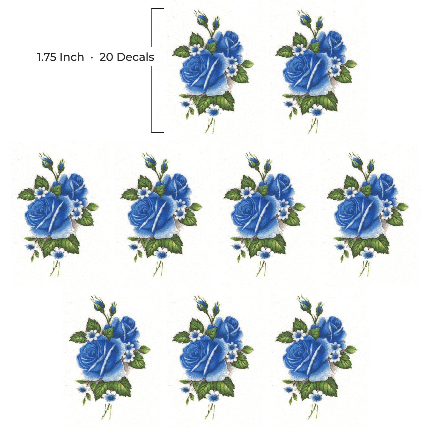 Rose Blue Flower Style Q Overglaze Waterslide Ceramic Decals