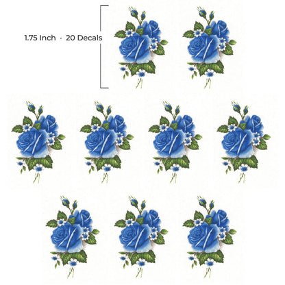 Rose Blue Flower Style Q Overglaze Waterslide Ceramic Decals