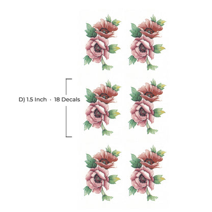 Pink Yellow Poppy Flowers Overglaze Waterslide Ceramic Decals