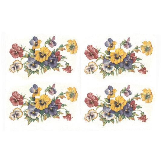 Pink Yellow Purple Pansy Flower Waterslide Ceramic Decals