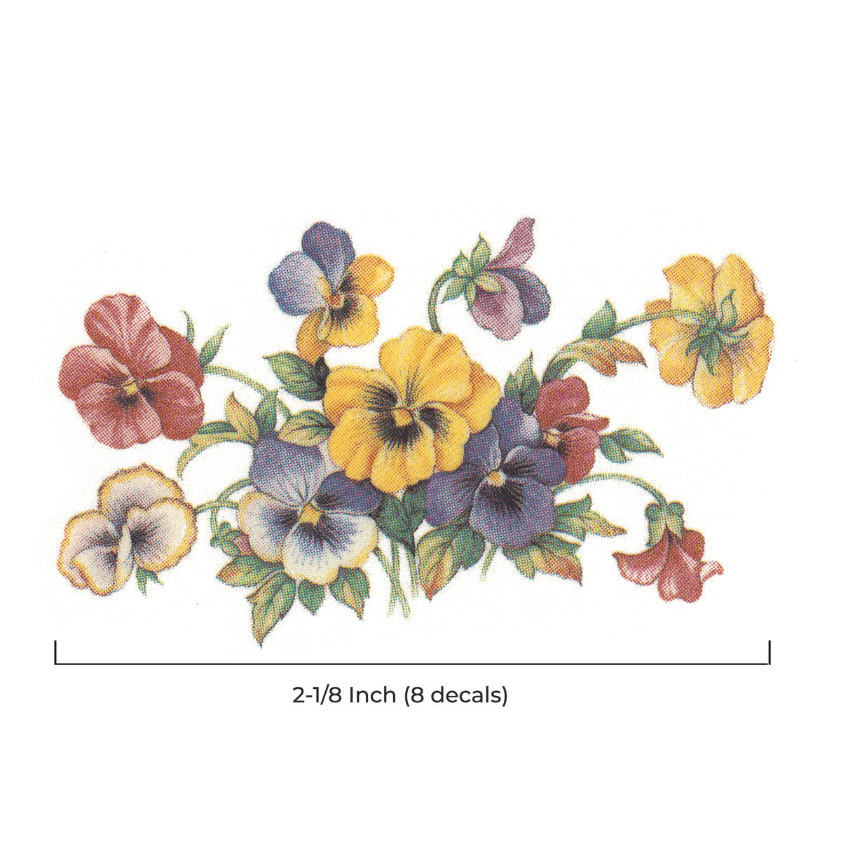 Pink Yellow Purple Pansy Flower Waterslide Ceramic Decals