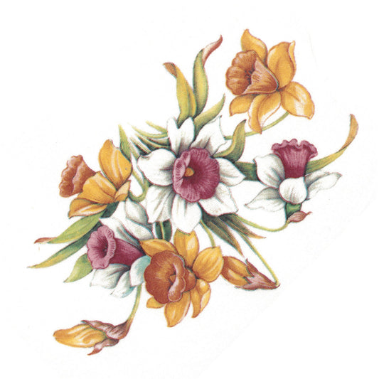 Pink Yellow Daffodils Overglaze Waterslide Ceramic Decals
