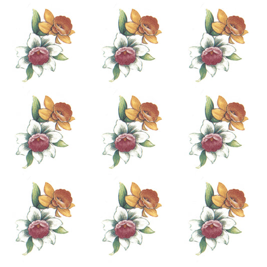 Pink Yellow Daffodil Flowers 9 pcs 1.5 Inch Overglaze Waterslide Ceramic Decals