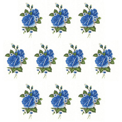 Rose Blue Flower Style Q Overglaze Waterslide Ceramic Decals