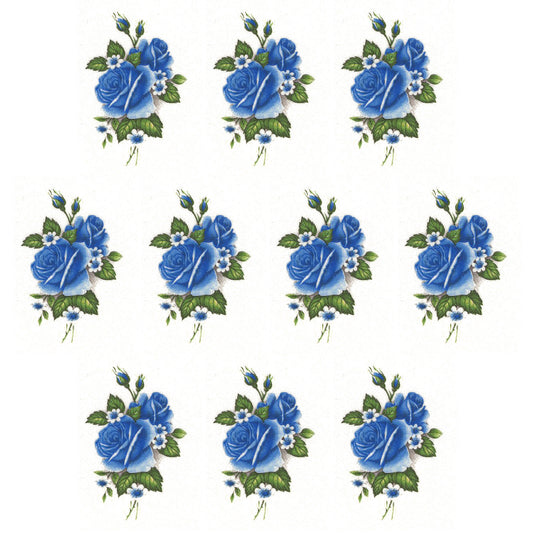 Rose Blue Flower Style Q Overglaze Waterslide Ceramic Decals