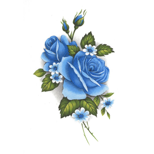 Rose Blue Flower Style E Overglaze Waterslide Ceramic Decals