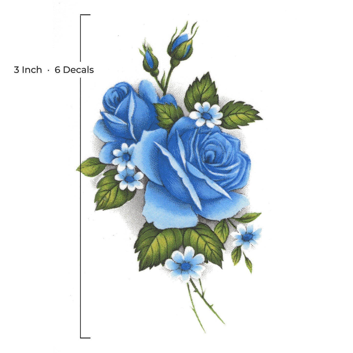 Rose Blue Flower Style E Overglaze Waterslide Ceramic Decals