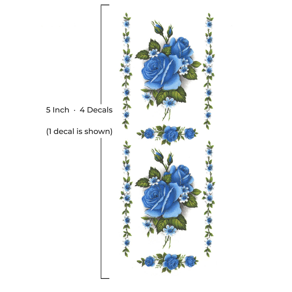 Rose Blue Flower Borders Overglaze Waterslide Ceramic Decals