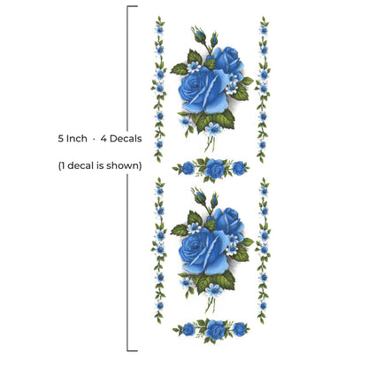 Rose Blue Flower Borders Overglaze Waterslide Ceramic Decals