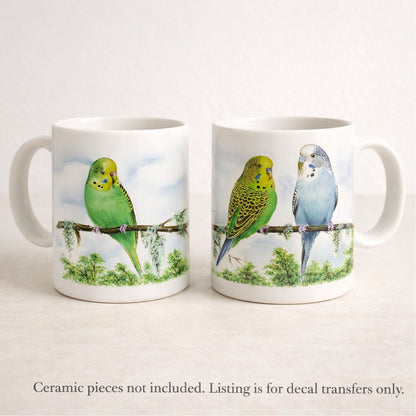 Parakeet Budgie Mug Wrap 2pcs 7.5 Inch Overglaze Waterslide Ceramic Decal