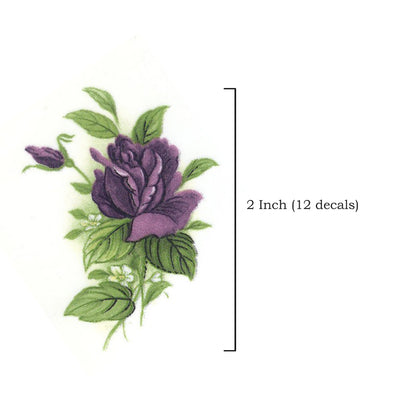 Purple Rose Spray Flower Singles Overglaze Ceramic Decals