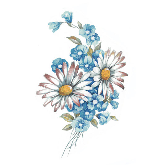 White Daisy Blue Cornflower Overglaze Ceramic Decals