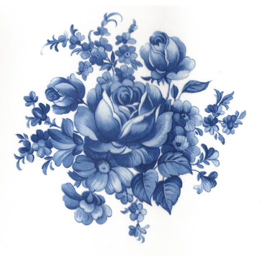 Blue Rose Flower Overglaze Ceramic Decals