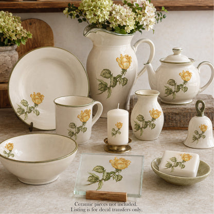 Yellow Roses Overglaze Ceramic Decals