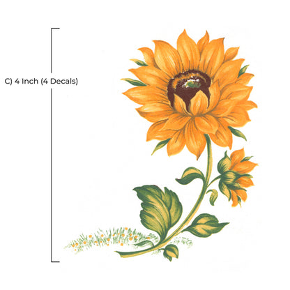Yellow Sunflowers Flowers Overglaze Waterslide Ceramic Decals