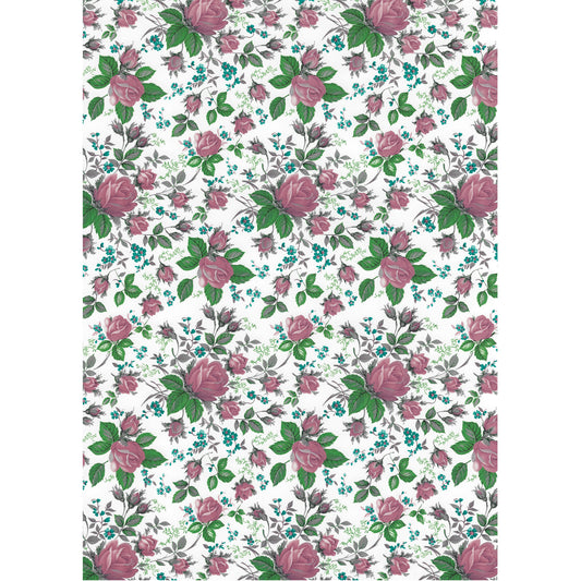 Allover Chintz Pink Rose Blooming Roses 9 x 13 Inch Ceramic Decal Sheet