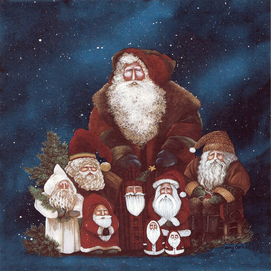 Christmas Art Deco Santa Group Overglaze Waterslide Ceramic Decal