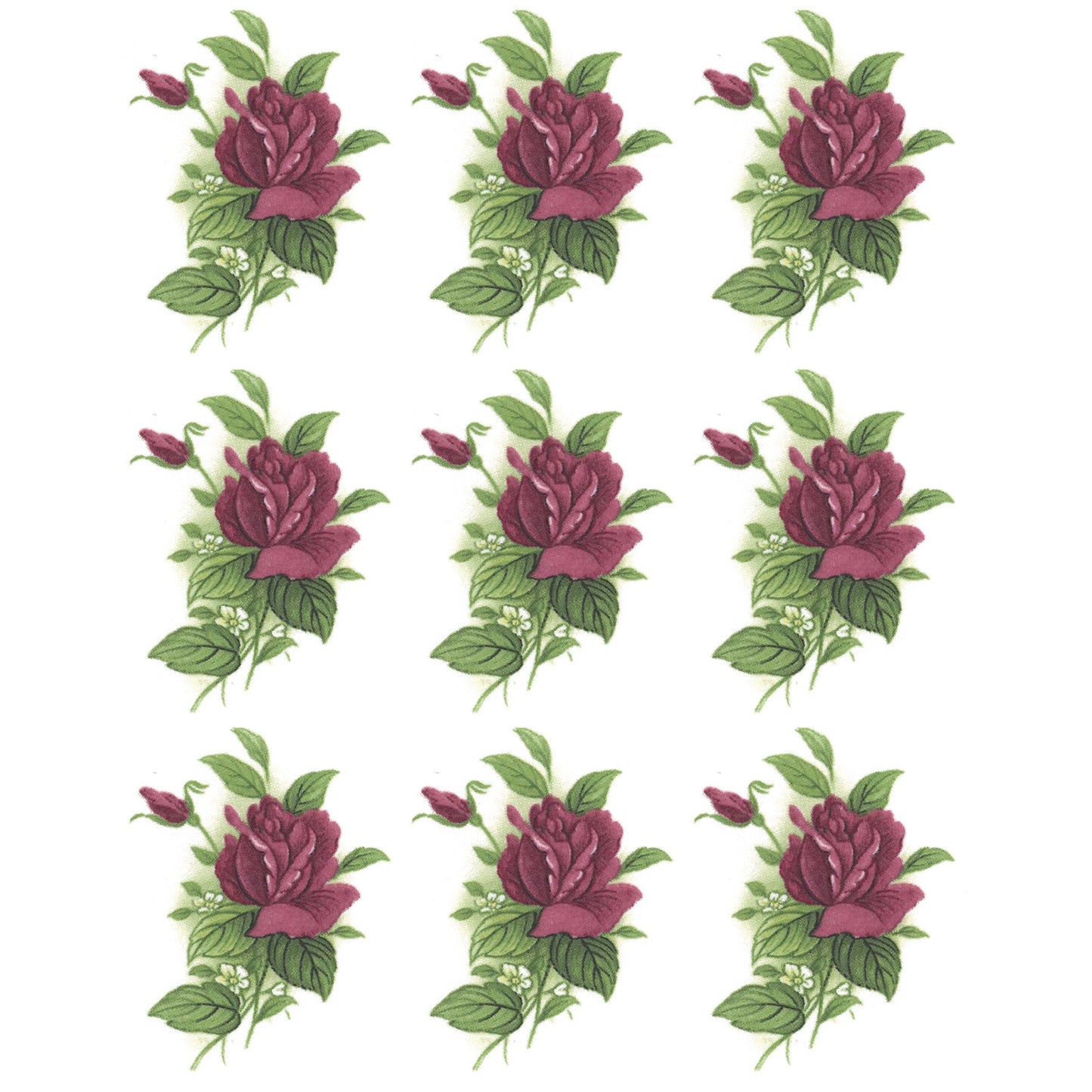 Pink Rose Spray Flower Single Overglaze Waterslide Ceramic Decals