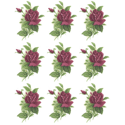 Pink Rose Spray Flower 2 Inch 9 pcs Single Overglaze Waterslide Ceramic Decals