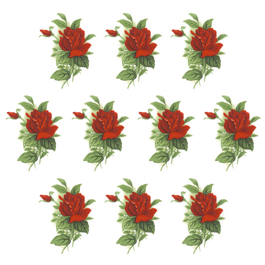 Red Rose Spray Flower Single Overglaze Waterslide Ceramic Decals