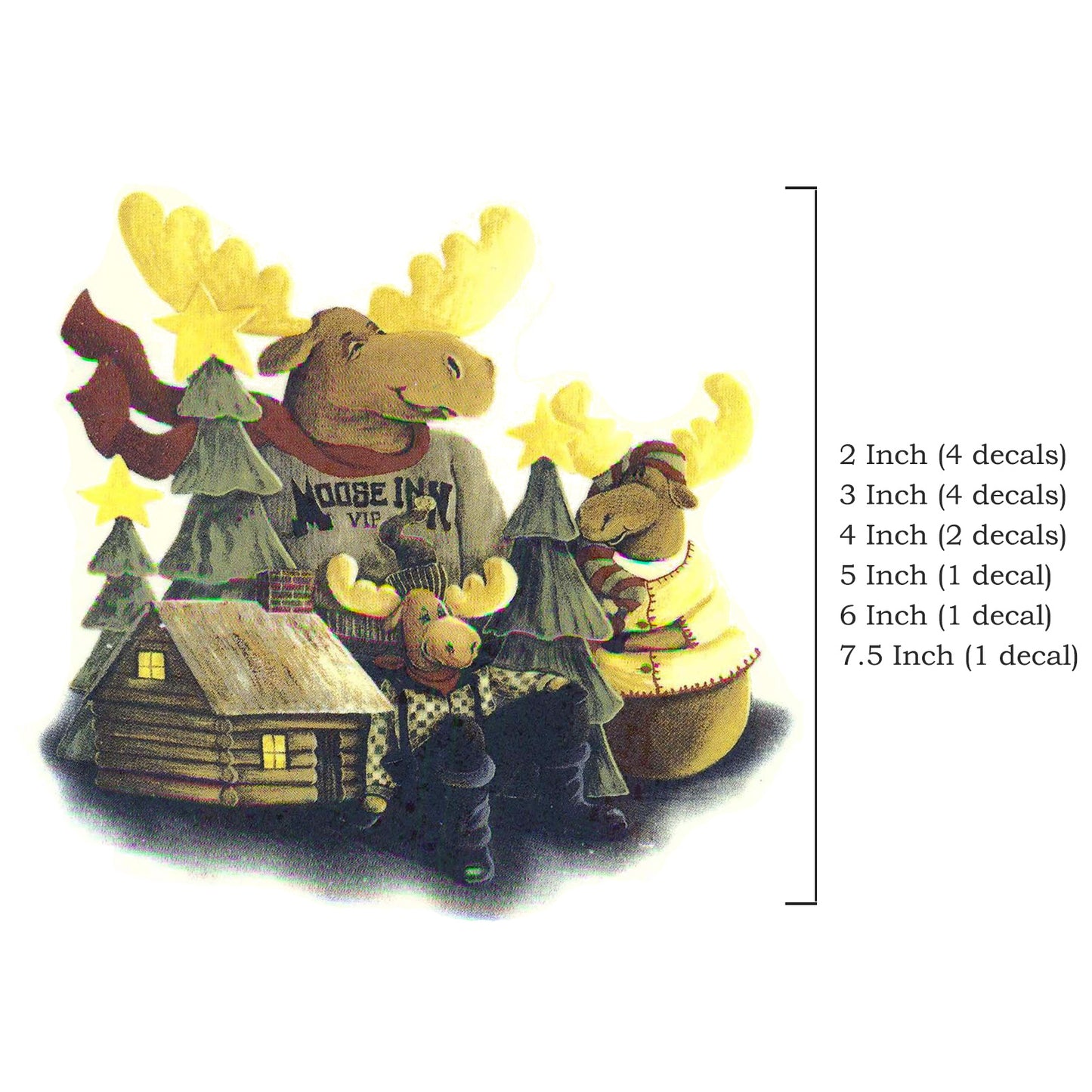 Moose Inn Cabin Lodge Trees Overglaze Waterslide Ceramic Decals