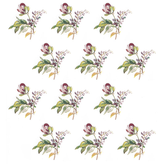 White Pink Wildflower 1.75 Inch 12 pcs Overglaze Waterslide Ceramic Decals