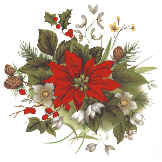 Christmas Poinsettia Bouquet Large Overglaze Waterslide Ceramic Decals