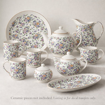 Allover Sweet Pea Chintz 1 pc 9 x 13.5 Inch Overglaze Ceramic Decal Sheet