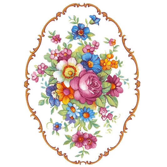 Pompadour Oval Pink Flower Bouquet 4pcs 3 Inch Waterslide Glass Decals