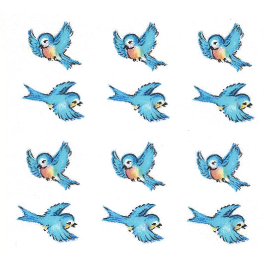 Tiny Blue Birds Overglaze Waterslide Ceramic Decals