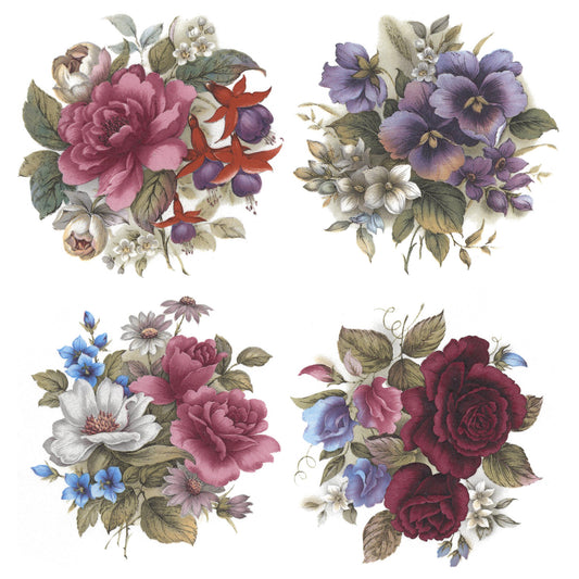 Summer Flower Bouquet Set of Overglaze Waterslide Ceramic Decals