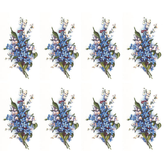 Forget Me Not Lily Flowers 2 Inch 8 pcs Overglaze Waterslide Ceramic Decals