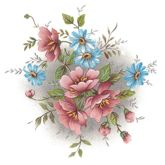 Flowers Gladis Pink Blue Overglaze Ceramic Decals
