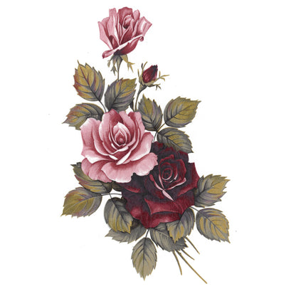 Flowers Cecily Burgundy Pink Rose Overglaze Ceramic Decals