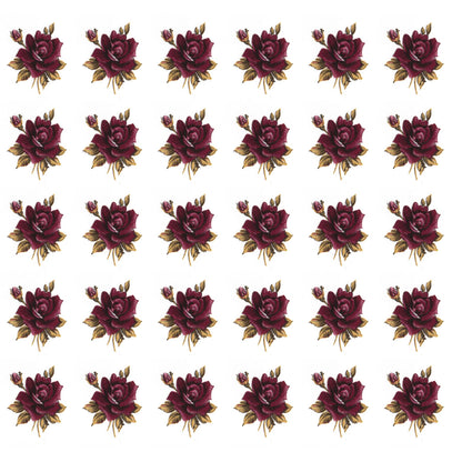 Flowers Cecily Burgundy Pink Rose Overglaze Ceramic Decals