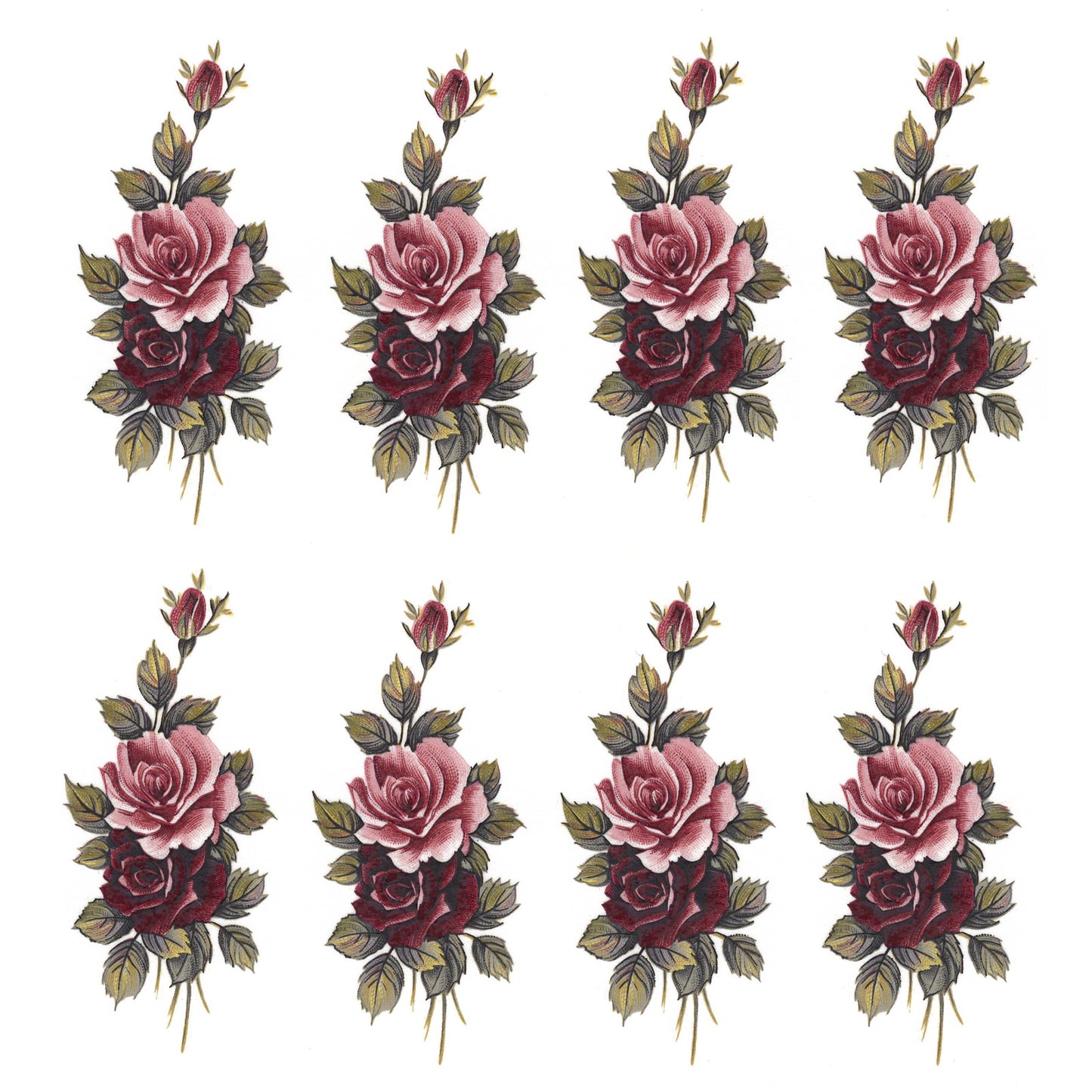 Flowers Cecily Burgundy Pink Rose Overglaze Ceramic Decals