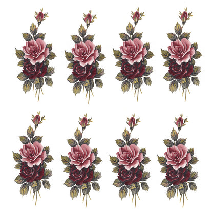 Flowers Cecily Burgundy Pink Rose Overglaze Ceramic Decals