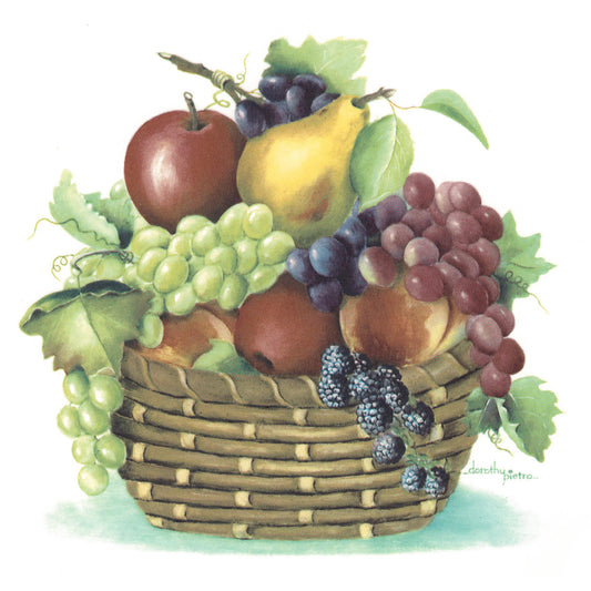 Basket of Fruit Grapes Apples Pears Overglaze Ceramic Decals