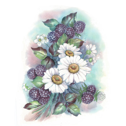 Blackberries and Daisies Overglaze Waterslide Ceramic Decals