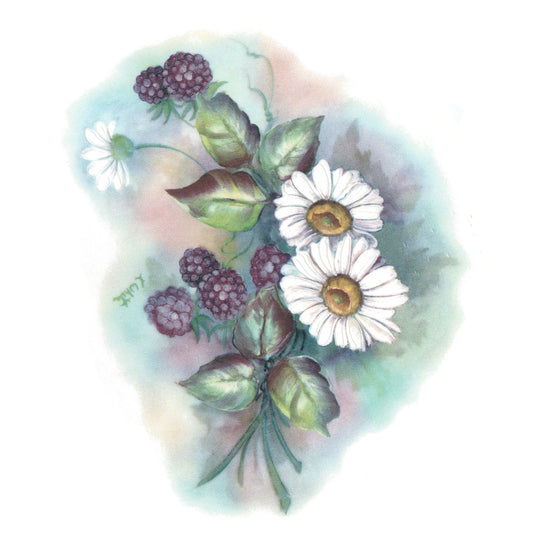 Blackberries and Daisy Flowers Overglaze Ceramic Decals