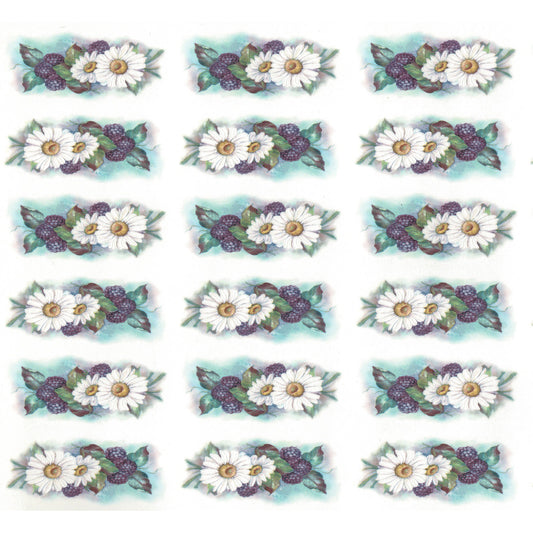 Blackberries and Daisies C Overglaze Waterslide Ceramic Decals