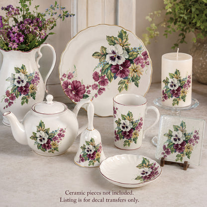 Flower Bouquet of Pansies Overglaze Ceramic Decals