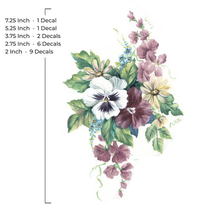 Flower Bouquet of Pansies Overglaze Ceramic Decals