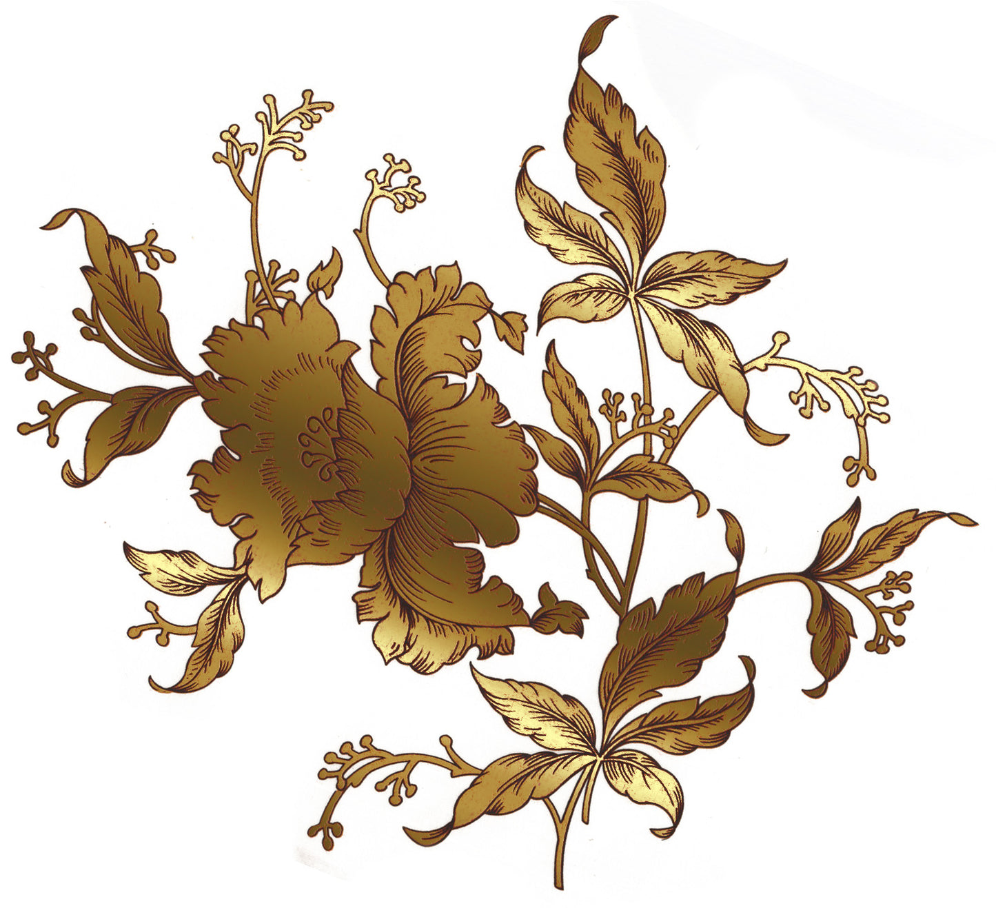 Flowers Gold Style B Overglaze Ceramic Decals