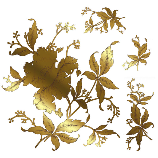 Flowers Gold with Accent Pieces Overglaze Ceramic Decals